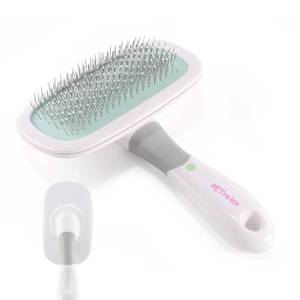 lot 8306 image: Vimfashi 360°Rotating Dog and Cat Brush with Coated Tips and Soft Pins in 2 Length Gentle Slicker Brush for Small Dogs Puppies Yorkies Poodles Removes Loose Fur
