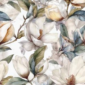 lot 8319 image: REDAMANCY White Waterolor Magnolia Floral GreenBlue Leaf Tree Plants Peel and Stick Wallpaper Stick on Contact Paper Vintage Wall Paper Easy Peel Off for nightstand Drawer Cabinet Renter