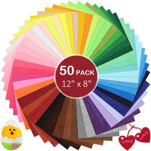 lot 8327 image: KaKaPops Thin Felt Fabric Sheets, Assorted Colors Stiff Felt Sheets for Crafts DIY Patchwork Sewing Projects Decoration (Stiff 50 Colors, 8�12 inches)