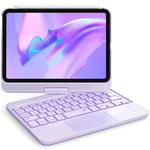 lot 8335 image: GreenLaw Keyboard Case for iPad mini 7(2024) & Mini 6 (2021) 8.3, Smart Touchpad, 7 Color Backlit, Type-C Rechargeable, 360° Rotate Keyboard Case for iPad mini 7th6th Generation, Purple