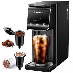 lot 9631 image: KIDISLE Hot & Iced Single Serve Coffee Maker for K Cup & Grounds, 6��16oz Brew Sizes, 40oz Water Tank, Reusable Pod Filter, Easy-to-Use for Home, Office, Dorm, Black