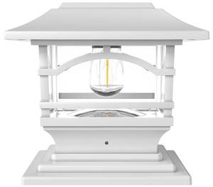 lot 9649 image: Davinci Lighting Edison Solar Outdoor Post Cap Lights - 4x4 5x5 6x6 - Bright LED Light for Fence Deck Garden or Patio Posts - Pearl White (1 Pack)