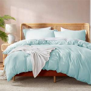 lot 9661 image: Nestl Light Blue California King Duvet Cover Sets - Soft Double Brushed Cal King Duvet Cover, 3 Piece, with Button Closure, 1 Duvet Cover 104x98 inches and 2 Pillow Shams