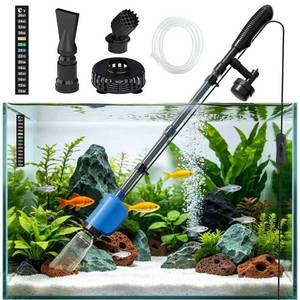 lot 9664 image: FOUSIUTIM 6-in-1 Electric Aquarium Gravel Cleaner, 530GPH Fish Tank Vacuum Cleaner with Water Changer, Sand Washer, Debris Remover & Circulation Pump, Quiet 32W Pump