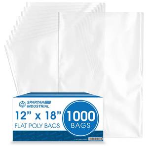lot 9671 image: Spartan Industrial - 12 X 18 1.1 Mil Flat Open End Clear Plastic Poly Bags - For Proofing Bread Dough, Packaging Clothes, Shirts (Thin & Lightweight - Bags DO NOT Have Seal)
