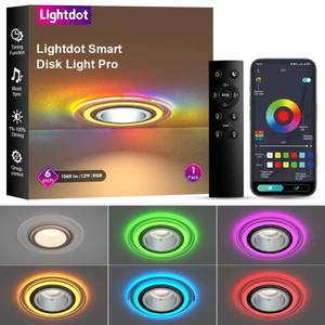 lot 9688 image: Lightdot 6 Inch Smart Recessed Lighting, 36° Spotlight  RGB Halo Ring, Dual-Zone Control, Full Metal RGBWW Color Changing LED Canless Downlight with Junction Box, Remote&App, 100-277V, 1Pack-ETL