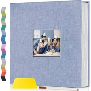 lot 10009 image: Popotop Photo Album Self Adhesive with Picture Display Window,60 Pages DIY Scrapbooking Supplies Kit for 4x6 8x10 Picture,Linen Cover Memory Book for Baby Wedding, with Scraper and Metallic Pen
