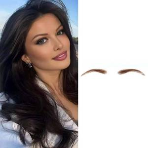 lot 10012 image: Human Hair Lace Fake Eyebrows, 100% Handmade Real Hair Lace Front False Eyebrow One Pair, Brown Eyebrow Extensions for Women Daily Use, Makeup, And Stage(Brown)