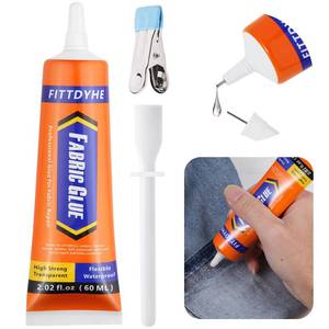 lot 10013 image: FITTDYHE Fabric Glue Permanent, 60 ML Washable Clear Clothing Glue, Super Fabric Glue for Rhinestones, Patches, Clothes, Denim, Leather, Polyester, Fabrics, Doll Repair, Flannel, Cotton