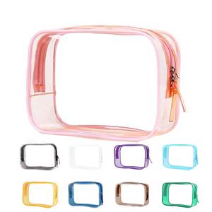 lot 10026 image: Buminee Clear Pouch Small, 6.6x2.3x4.7 Size TSA Approved Toiletry Bag, Travel Bags for Toiletries, Cosmetic Bag for Women and Men - 1 Pack Pink