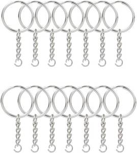 lot 10040 image: KINGFOREST 50-Piece Split Key Ring Kit with Chains & Jump Rings - 1 Inch Silver Nickel Bulk Jewelry Making Supplies for DIY Keychains, Charms, Crafts