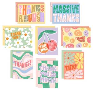 lot 10042 image: S&O Thank You Cards with Envelopes - Blank Greeting sheets for Handwritten Messages - Set of 24 Thank You Notes and Envelopes - Assorted Decor Cards with Stylish Color covers to Mix & Match