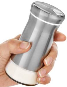 lot 10047 image: Salt Shaker or Pepper Shaker with Adjustable Pour Holes - Elegant Stainless Steel Spice Dispenser - Perfect for Himalayan, Table Salt, White and Black Pepper (Salt Shaker)