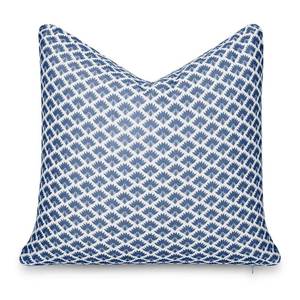 lot 10063 image: Crumbs Home California Casual Coastal Indoor Outdoor Throw Pillow Cover, 20x20 Water Repellent for Patio, Backyard, Couch, Poolside, Azure Blue Print Ravenala Palm Tree