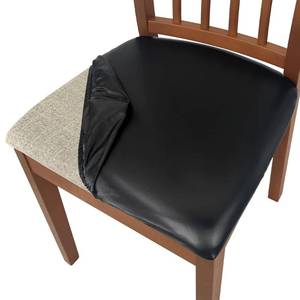 lot 10074 image: WENZMOC PU Leather Seat Covers for Dining Chairs, 4 Pack 100% Waterproof Dining Room Chair Seat Covers Stretch and Wipeable Kitchen Chair Cover Protectors (PU Black, 4 PCS)