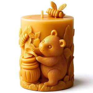 lot 10077 image: YANYONG Honey Bear Cylinder Candle Mold Bee Cylindrical Candle Silicone Molds Beeswax Resin Casting Mold for Candles Making Aromatherapy Candles Handmade Wax Home Decor
