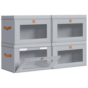 lot 11586 image: DIMJ Storage Bins with Lids - 4 Pack Large Fabric Closet Organizer with Window & Handles, Collapsible Decorative Storage Boxes for Shelves Under Bed, Books Clothes Blankets Sweaters Organization