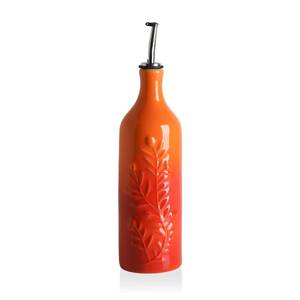 lot 11594 image: Sweejar Large Olive Oil Dispenser Bottle with Spout, 24 Oz Ceramic Oil Dispenser for Kitchen, Relief Opaque Cruet, Container for Cooking, EVOO, Vinegar, Pack of 1 (GradientOrange)