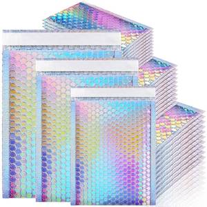 lot 11604 image: MOUCHOT Bubble Mailers, 50 Pack Holographic Bubble Mailers with 3 Sizes, Waterproof Self Seal Adhesive Foil Glitter Glamour Shipping Bags for Mailing, Packing, Small Business, Jewelry Makeup Supplies