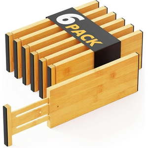 lot 11614 image: SpaceAid Bamboo Dresser Drawer Dividers 6 Pack  4.65 High Adjustable 12.5-17 Drawer Organizers for Clothing