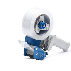 lot 11617 image: Pacific Mailer 2 Inch Tape Gun Dispenser with 2 Inch Carton Packing Tape, Lightweight Industrial Side Loading Tape Dispenser - Blue