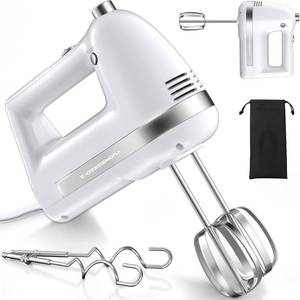 lot 11620 image: Z-DESDEMONA Electric Hand Mixer, Powerful 300W Hand Mixer Electric Handheld with 304 Beaters, Dough Hook,Hand Held Mixer with Turbo for Baking Cakes, Eggs, Cream Food(White)