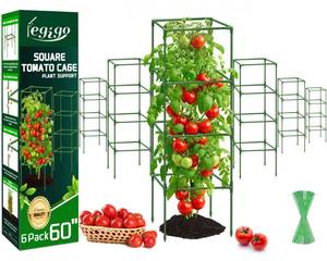 lot 11636 image: Legigo 6 Pack Square Tomato Cages- 60 Inch Heavy Duty Tomato Trellis for Climbing Plants Outdoor, Tomato Plant Support Stakes Cage Garden Trellis for Garden Raised Garden Bed Cucumbers Vegetables