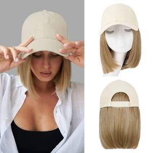 lot 12238 image: Hat Wigs for Women Baseball Cap with Hair Extensions Short Straight Bob Hairstyle Caps with Hair Attached Adjustable Baseball Cap Wig for Daily Party(12inch)