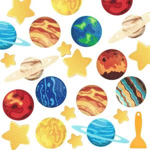 lot 12241 image: Fullhawl 30 Pcs Planet Non Slip Bathtub Stickers Colorful Solar System Anti Slip Shower Stickers Shower Floor Nonslip Sticker Applique Adhesive Decals Treads with Scraper for Bathtub Bathroom Floor