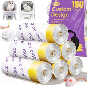 lot 12252 image: 180 Count Automatic Cat Litter Box Bags for Pet Pivot AutoScooper 1112 Open-Top Self-Cleaning Cat Litter Box, Heavy Duty Leak-Proof, Drawstring Design, Unscented, 25.19 x 11.8