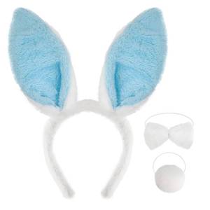 lot 12262 image: JOYFISCO Bunny Ears, 3 Pcs Bunny Costume Set Rabbit Ears with Bow Tie and Tail for Easter Halloween Cosplay Party Costume