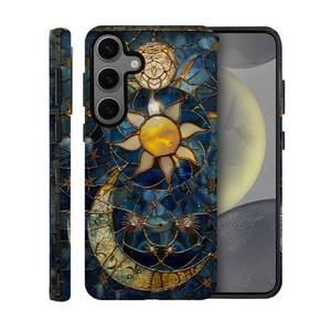 lot 12292 image: TnXee Case for Samsung Galaxy S24,Sun Moon Celestial Glass Phone Case Drop Resistant Frosted 2 in 1 Solid Dual-Layer Cover for Girl Women