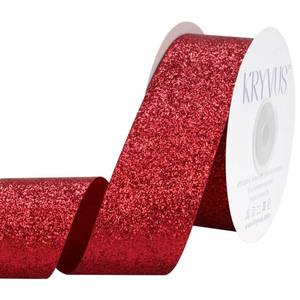 lot 12294 image: Kryvus Red Glitter Ribbon, 1-12 Inch x 25 Yards Red Cut Edge Christmas Ribbon for Crafts, Gift Wrapping Ribbons, Christmas Tree Decoration, Ornaments Decoration, Home Decor