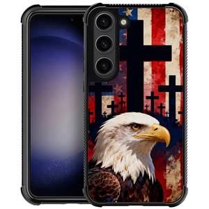 lot 12297 image: AshaPro for Samsung Galaxy S24 Case,Shockproof Protective with 4 Corner Soft TPU Bumper Anti-Slip Grip,Printing Design Phone Case Cover for BoysMen 6.7inch,Pattern Eagle Flag