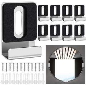 lot 12301 image: SiliFine 12 Pcs Metal Mirror Holder Clips for Wall Mounting Heavy Duty Frameless Mirror Hangers Hooks Hardware Mounting Clip for Wall Tile Billboard Display(Silver,12 Inch)