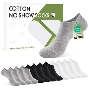lot 12354 image: SukModen No Show Socks Women Men Non Slip Invisible Liners for Flats Breathable Cotton Low Cut Ankle Socks 6 Pairs Gift Box, Size 5-8 WBG