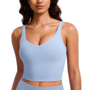 lot 12361 image: BAYDI Clouduxi Longline Sports Bra for Women - V Neck Padded Workout Tank Top U Back Wirefree Camisole, Small