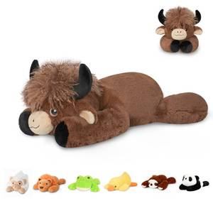 lot 13395 image: Niuniu Daddy Highland Cow Weighted Stuffed Animals, 20 Inch 3.3 lbs Weighted Plushies, Heavy Calming Body Pillow for Sleeping, Sensory Lying Lap Pad Toy Huggable Gift for Kids and Adults