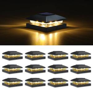 lot 13399 image: VOLISUN 4x4 Solar Post Cap Light 12pack,Solar Fence - Post Lights Outdoor Waterproof for WoodenVinyl Post,Black Deck Post Cap Light Solar Powered with Warm White for GardenPatioPorch