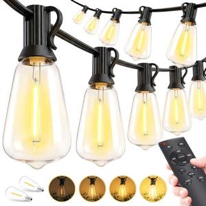 lot 13400 image: Outdoor Lights String Patio Outside - 100ft 30M LED Waterproof Light - Hanging Lighting ST38 Shatterproof Edison Bulb Deck Backyard Gazebo Balcony Party Bistro Cafe Pergola Garden Yard Porch Dimmable
