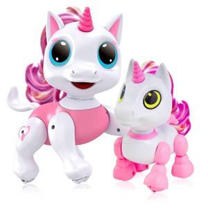 lot 13410 image: Power Your Fun Robo Pets Unicorn Toy 2pk Set - Unicorns Gifts for Girls and Kids (1) Unicorn Robot STEM Toy with Interactive Hand Gestures or Remote Control to Move and (1) Mini Automated Smart Robot