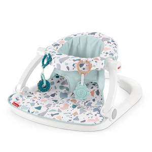 lot 13413 image: Fisher-Price Portable Baby Chair Sit-Me-Up Floor Seat With Developmental Toys & Machine Washable Seat Pad, Pacific Pebble