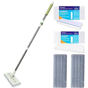 lot 13419 image: Magic Sponge Eraser Mop, 60 Adjustable Mop Handle with Flexible 13 Flat Head with Microfiber Pad and Magic Sponge Eraser Pads