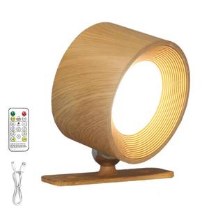 lot 14052 image: SOUDFK Rechargeable Wall Sconce with Remote & Touch, 360° Rotatable Battery Operated Wall Lights, 3-Color Dimmable, No Drill Adhesive, Ultra Long Battery for Bedroom Reading��Wooden-4PC��