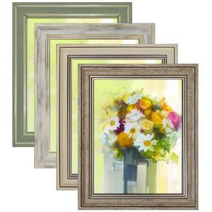 lot 14058 image: LUCKYLIFE 5x7 Picture Frame Set of 4, Rustic Farmhouse Picture Frames for Table or Wall Hanging