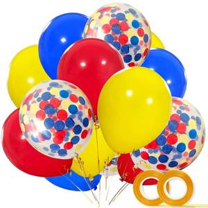 lot 14065 image: Paw Party Balloons 40 Pack, 12 Inch Red Yellow Royal Blue Latex Balloons with Confetti Balloon for Baby Shower Birthday Party Supplies Paw Party Decorations