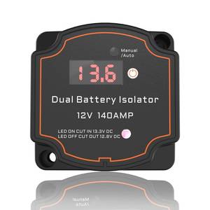 lot 14067 image: Smart Dual Battery Isolator 12V 140A Auto or Manual Control, Waterproof Voltage Sensitive Relay(VSR) with Digital Voltmeter for Car, RV, ATV, UTV, Boat, Marine