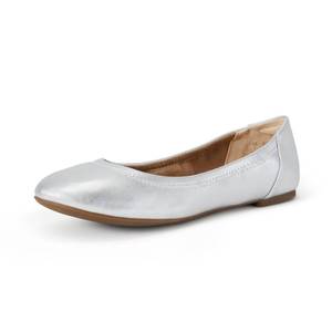 lot 14068 image: Amazon Essentials Womens Belice Comfortable Slip-On Ballet Flats Shoes, Silver, 6.5