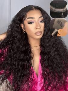 lot 14069 image: UNICE 360 Transparent Lace Front Human Hair Wig Glueless Water Wave InvisiTight Drawstring Wigs Pre Plucked Pre Cut Pre Bleached with Baby Hair Wig 180% Density for Women 22 Inch