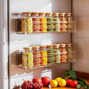 lot 14101 image: Novabright 2 Pack 11.8 Inch Magnetic Acrylic Spice Rack for Refrigerator Magnetic Fridge Shelf Storage Holder Clear Spice Seasoning Organizer for Cabinet Door, Cupboard or Wall Kitchen